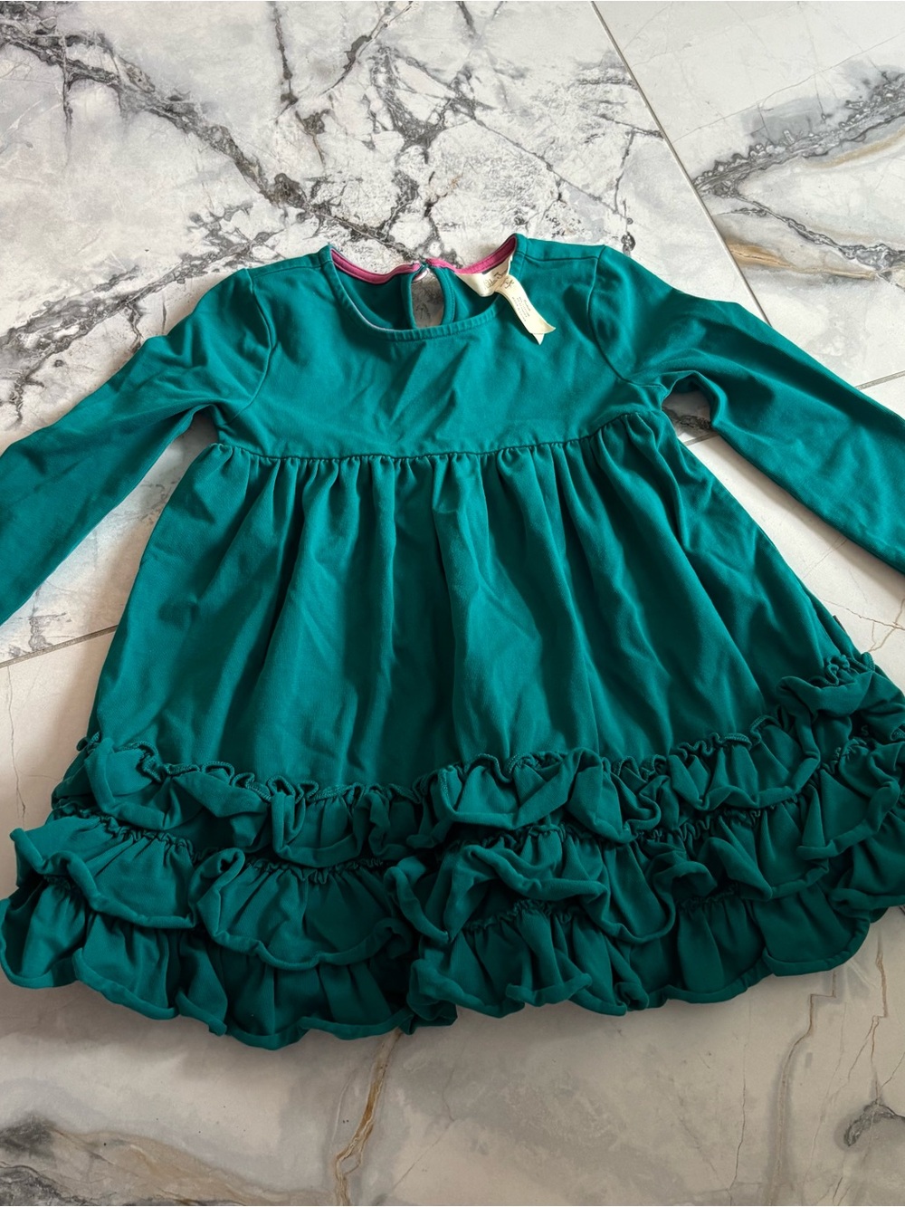 Matilda Jane Teal Ruffle-Tier Long Sleeve Dress